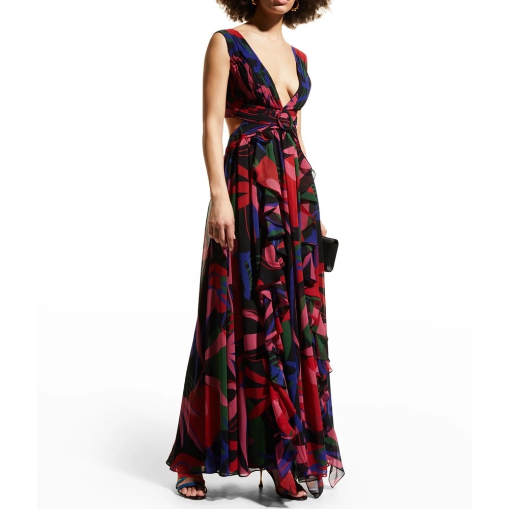 PatBO Rio Cut Out Ruffle Maxi Dress Multicolor 4 NWT - Picture 4 of 16